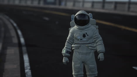 astronaut-walks-in-the-middle-of-a-road